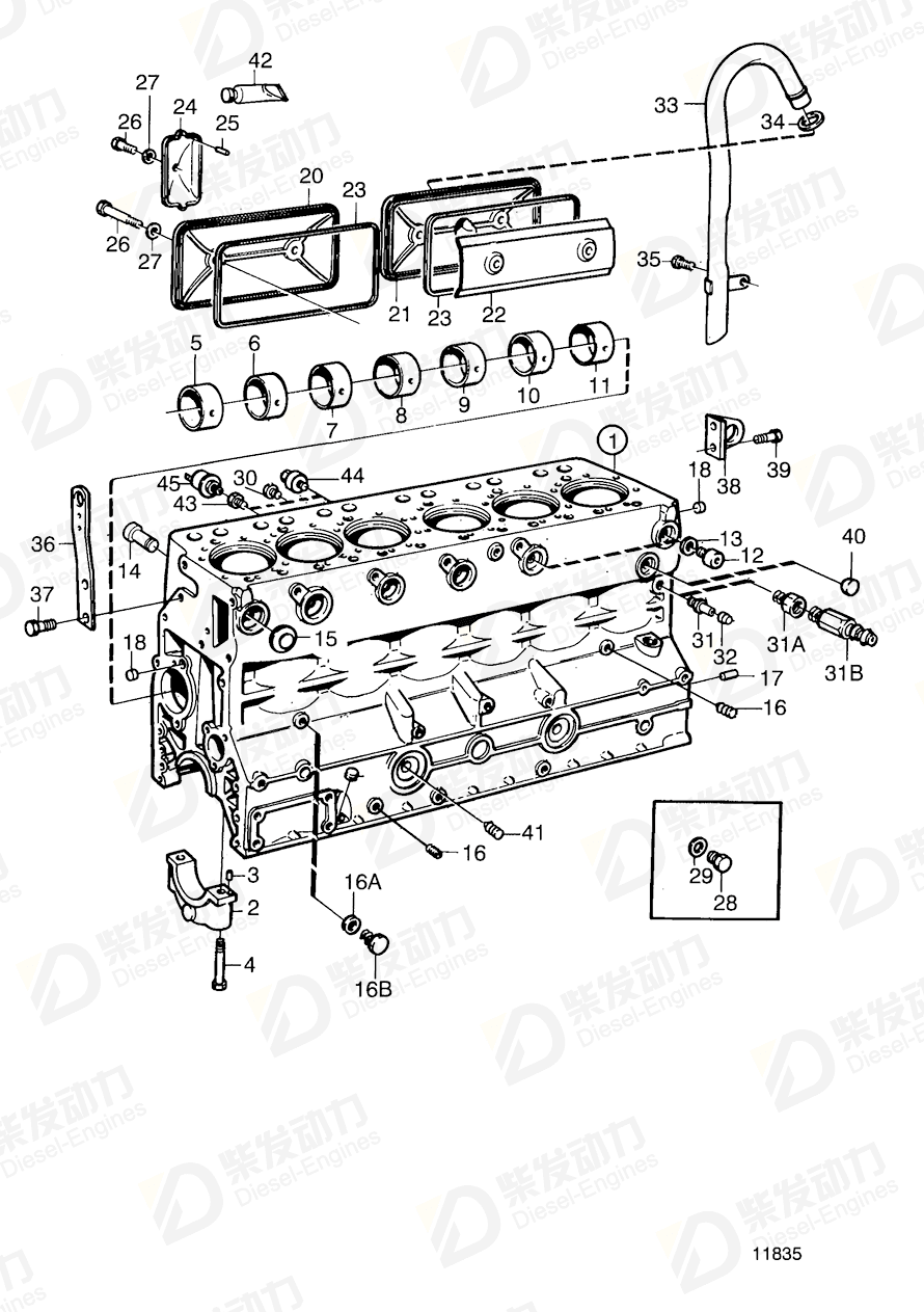 volvo penta Cylinder block 465800 Drawing